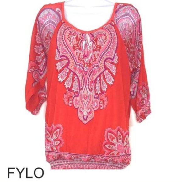Fylo Womens Floral Blouse Medium - Picture 1 of 7